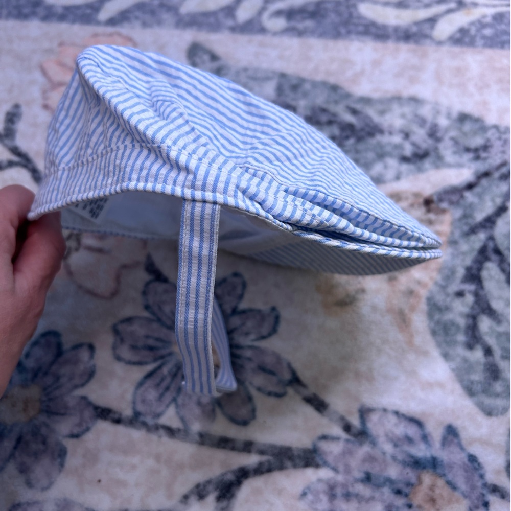 Janie and Jack Light Blue Striped Baby Sun Hat